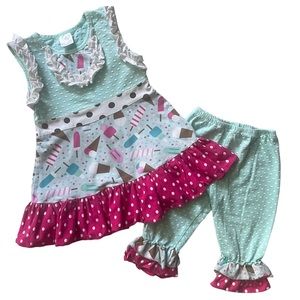 Ice Cream Party - 2 Pc Outfit Sz 5/6 - Birthday Party - Fun Summer Tank & pants